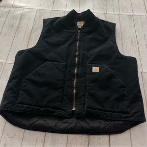 Carhartt Relaxed Fit Firm Duck Rib Collar Vest Black Sz XL
